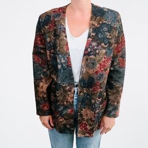 Vintage‎ Inseparables Floral Tapestry Blazer Jacket Womens 14 Made in USA 90s